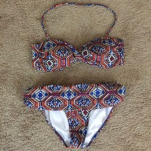Jessica Simpson tribal boho multicolor bikini